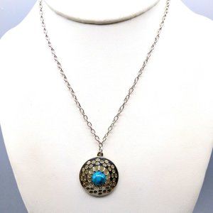 Sarah Coventry Aztec Pendant Necklace, Turquoise L